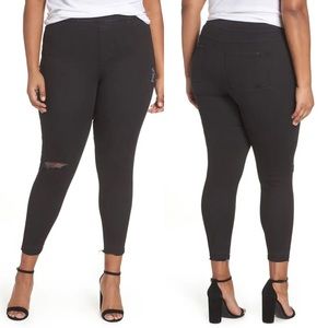 Spanx Black Distressed Skinny Jean-ish Pants 1X